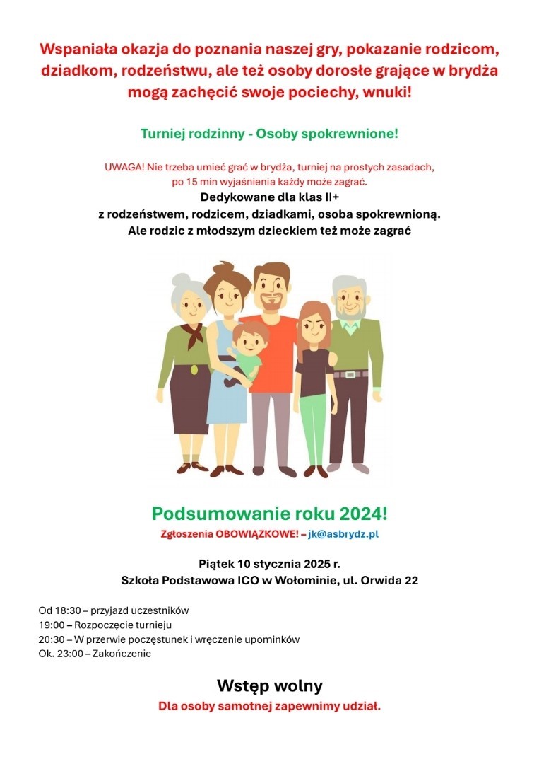 Ikona do artykułu: Rodzinny Turniej Brydża!